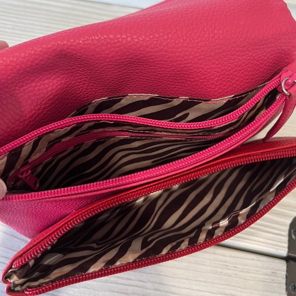 Dana Buchman Pink and Red Front Flap Crossbody Bag - Picture 5 of 5